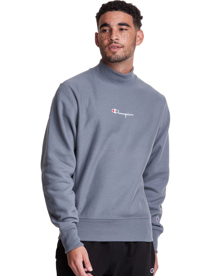 Champion Reverse Weave Mock Neck Crew Erkek Sweatshirt Gri ( RFYOAI019 )